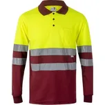 VL VULCAN. Dvoubarevná polokošile z ptačí perspektivy (160 g/m²) s dlouhým rukávem, z polyesteru (100 %) - Bordó / Žlutá / L