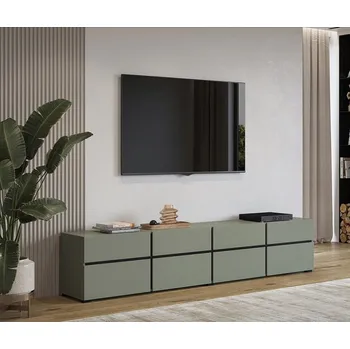 Televizní stolek Moderní TV stolek Cross 225 cm - pine green / černá