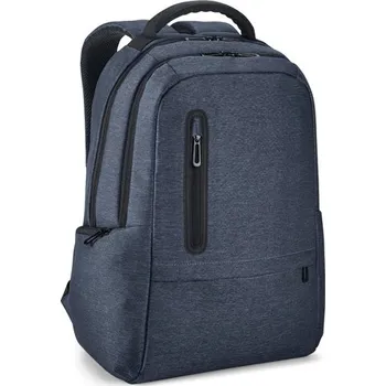 brašna na notebook RE-BOSTON. 2tónový recyklovaný nylonový voděodolný batoh na notebook s přihrádkou z recyklovaného polyesteru 210D - Modrá