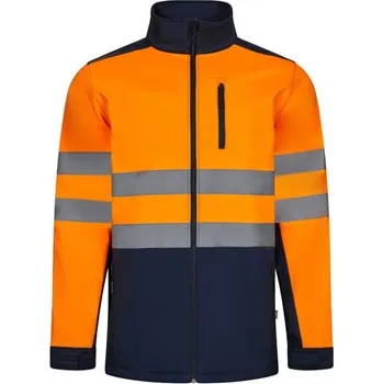 VL HESTIA LARGE. Dvoubarevná softshellová bunda (280 g/m²), s fleecovou podšívkou a TPU membránou, z polyesteru (96 %) a elastanu (4 %) - Modrá / Oranžová / 5XL