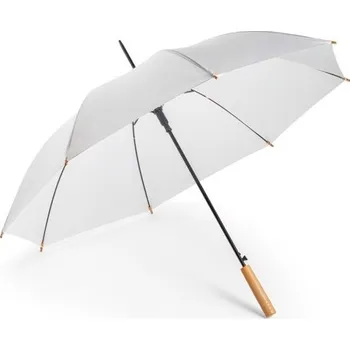 Deštník APOLO. Ponžé recyklovaného polyesteru (100% rPET) deštník s automatickým otevíráním - Bílá