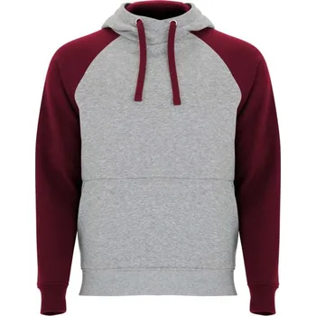 Pánská mikina Unisex dvoubarevná mikina s kapucí Badet - Žíhaná šedá / Granátová / 2XL