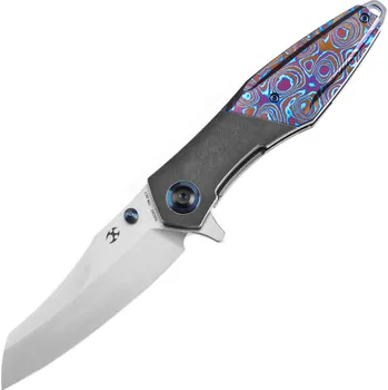 kapesní nůž KANSEPT Mistaken Satin CPM 20CV, černý stonewashed titan s rukojeťmi z Timascusu K1053A3