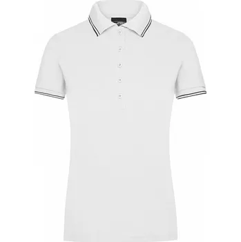 Dámská móda James & Nicholson Dámská polokošile s pleteným límcem s kontratními pruhy Barva: bílá - modrá námořní, Velikost: S JN985