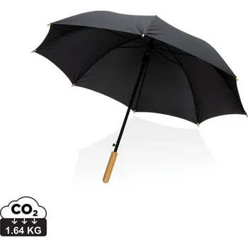23" bambusový auto-open deštník Impact ze 190T RPET AWARE™ - Černá