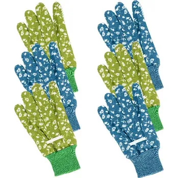 Rukavice Rukavice zahradní dámské potisk květy, zelená/modrá|Esschert Design