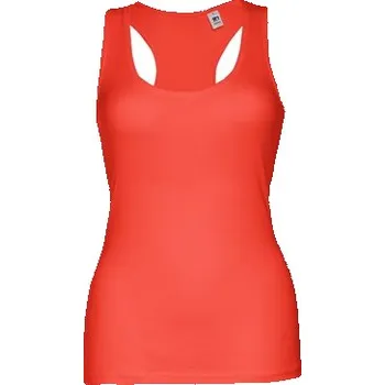 Dámské tričko THC TIRANA. Dámské bavlněné tričko bez rukávů - Korálově Oranžová / M
