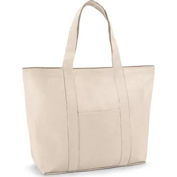 VILLE. Taška ze 100% bavlněného plátna s přední a vnitřní kapsou (280 g/m²) - Světlá Přírodní