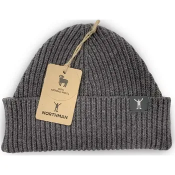 Čepice Northman Beanie Merino 1:1, čepice, žebro šedá uni