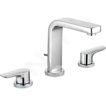 Vodovodní baterie Kludi Pure&Solid Umyvadlová baterie s výpustí, 3-otvorová instalace, chrom, 343940575
