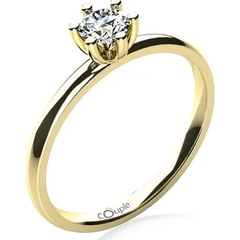 Prsten Couple, Zásnubní prsten Zoel, žluté zlato a zirkon, vel. 58, prům. 18.5 mm, 585-68-1-4116.0Z00.0.58.001