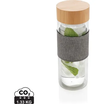 Láhev Dvoustěnná skleněná láhev s bambusovým uzávěrem Impact