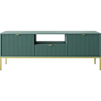 Televizní stolek Televizní stolek Nova 154 cm zelený/zlatý rám a zlaté úchytky