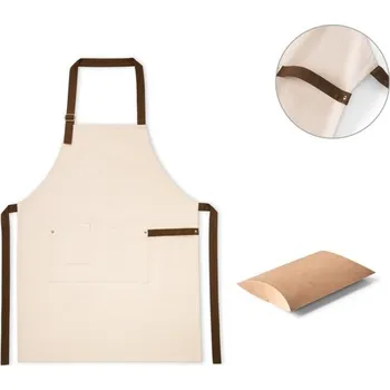 Kuchyňská zástěra HOLM. Zástěra ze 100% bavlněného plátna (320 g/m²) s kovovými detaily