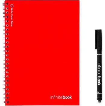 Zápisník INFINITEBOOK PLAIN A5. Nekonečná kniha s flexibilním obalem a 15 obyčejnými tabulovými stránkami - Červená