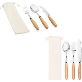 Příbor BOULUD. 3dílná sada z akáciového dřeva