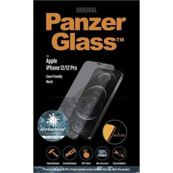 Telefonní příslušenství PanzerGlass AntiBacterial tvrzené sklo 3D pro iPhone 12 / 12 Pro - černé