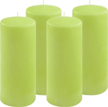 Svíčka Sada sloupových svíček, 25 cm, Ø 10 cm, světle zelená, 4 ks
