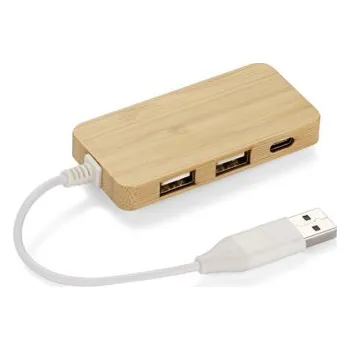 USB hub Bambusový rozbočovač USB HUB s vyměnitelnou zástrčkou - RIVO