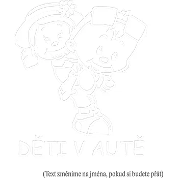 Samolepicí dekorace na vozidlo Dítě v autě holka s klukem samolepka na auto - bílá / 10x11 cm