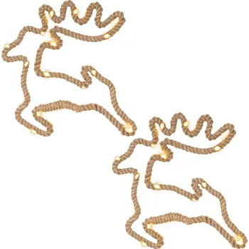 Vánoční světelná dekorace Vánočních dekorace, sob, 28x29 cm, 20 LED, teplá bílá, 2 ks