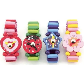 Hračka pro nejmenší Dřevěné hodinky náramkové Červená