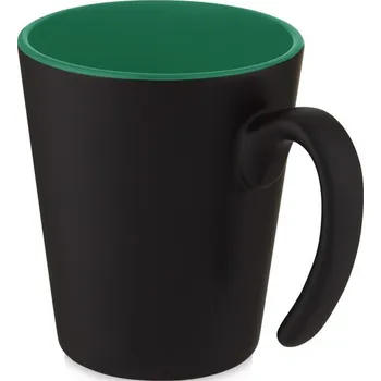 Keramický hrnek s uchem o objemu 360 ml Oli - Zelená / Černá