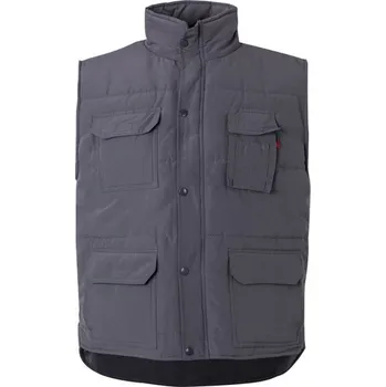 Pánská vesta VL MEFITIS. Polstrovaná vesta s mnoha kapsami (220 g/m²) z polyesteru (100 %) - Šedá / 2XL