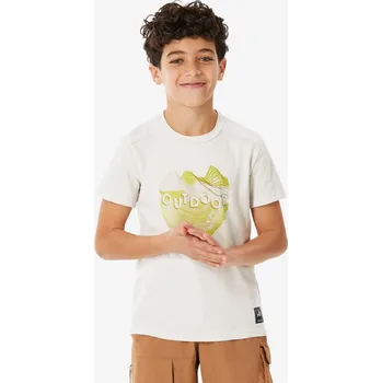 Pánské tričko QUECHUA Dětské turistické tričko 7–15 let NH 100 8 LET BÉŽOVÁ