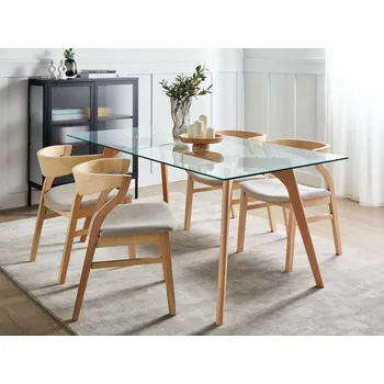 Průhledný jídelní stůl se skleněnými deskami o rozměrech 180 x 90 cm, obdélníkový, skandinávský moderní Beliani