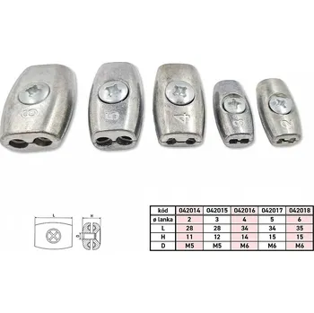 Lano Lanová svorka plochá pro lanko 6mm, M6