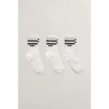 PONOŽKY GANT LOGO RIB SOCKS 3-PACK WHITE