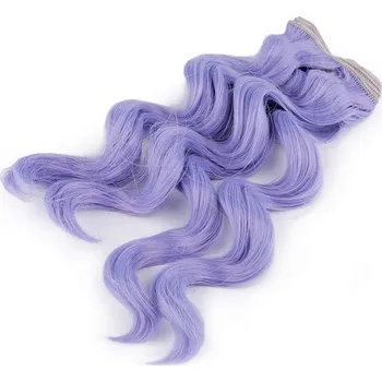 Vlasy pro panenky, 25 cm, vlnité, modré zvonkové