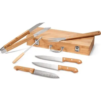 Příslušenství pro gril KABSA. Sada grilovacího náčiní v bambusové krabičce