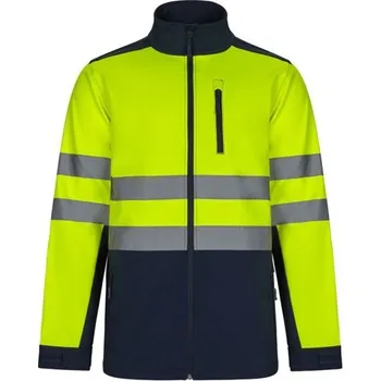 VL HESTIA. Dvoubarevná softshellová bunda (280 g/m²), z polyesteru (96 %) a elastanu (4 %) - Modrá / Žlutá / S