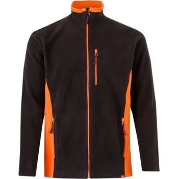 VL GERAS. Dvoubarevná fleecová bunda (220 g/m²) z polyesteru (100 %) - Černá / Oranžová / 3XL