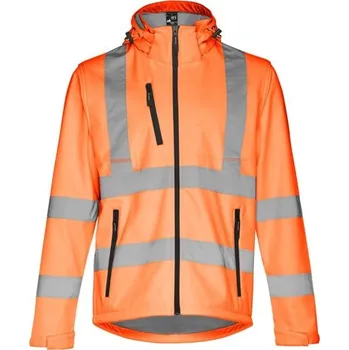THC ZAGREB WORK. Vysoce viditelná softshellová bunda (unisex) - Fluorescenční Oranžová / M