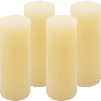 Svíčka Sada rustikálních svíček, 20 cm, Ø 7,5 cm, krémová, 4 ks