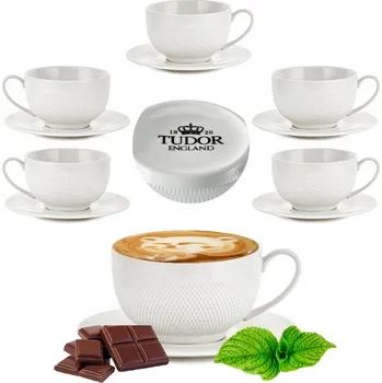 Šálek s podšálkem Tudor England bílý 230 ml 6 ks porcelánová mřížka