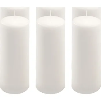 Svíčka Sada sloupových svíček, 20 cm, Ø 7,5 cm, bílá, 6 ks
