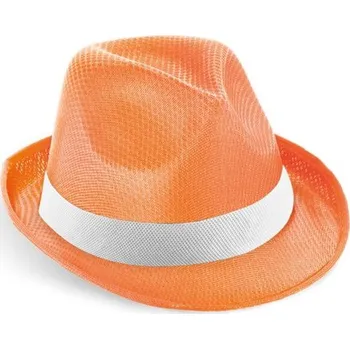 Klobouk MANOLO POLI. Čepice z PP s bílou polyesterovou stuhou - Oranžová