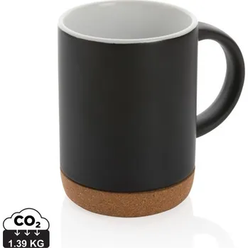 Keramický hrnek s korkovým podstavcem 280ml - Černá