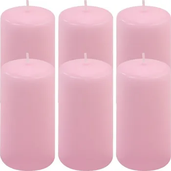 Svíčka Sada sloupových svíček, 11,5 cm, Ø 6 cm, růžová, 6 ks