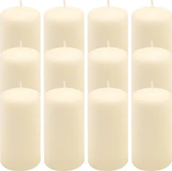 Svíčka Sada sloupových svíček, 11,5 cm, Ø 6 cm, krémová, 12 ks