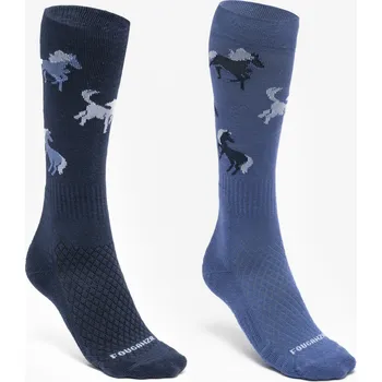 Pánské ponožky FOUGANZA Dětské jezdecké podkolenky SKS500 2 páry 35/38