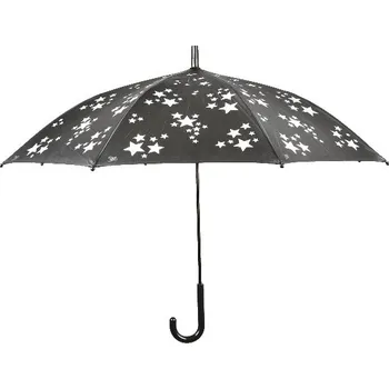 Deštník Deštník dětský LITTLE STAR s reflexními hvězdičkami, 88x71cm, černá/reflex bílá|Esschert Design