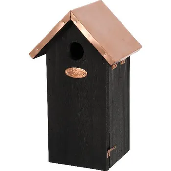 Hnízdní budka Budka COPPER pro Sýkorku velkou s poměděnou stříškou, černá, 17x14x30cm|Esschert Design