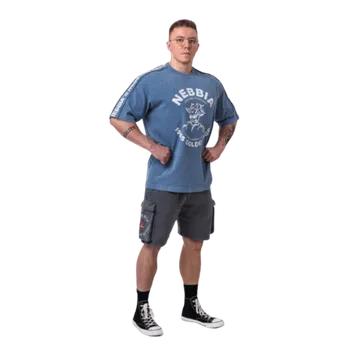 Pánské tričko Nebbia Washed oversized tričko GOLDEN AGE 790 modré - L