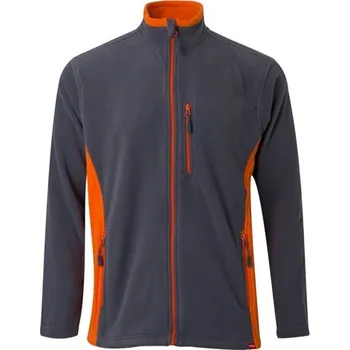 VL GERAS. Dvoubarevná fleecová bunda (220 g/m²) z polyesteru (100 %) - Šedá / Oranžová / 2XL