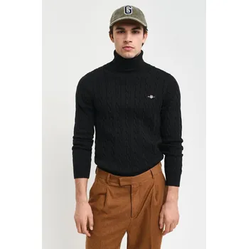Pánský svetr ROLÁK GANT COTTON CABLE TURTLE NECK BLACK